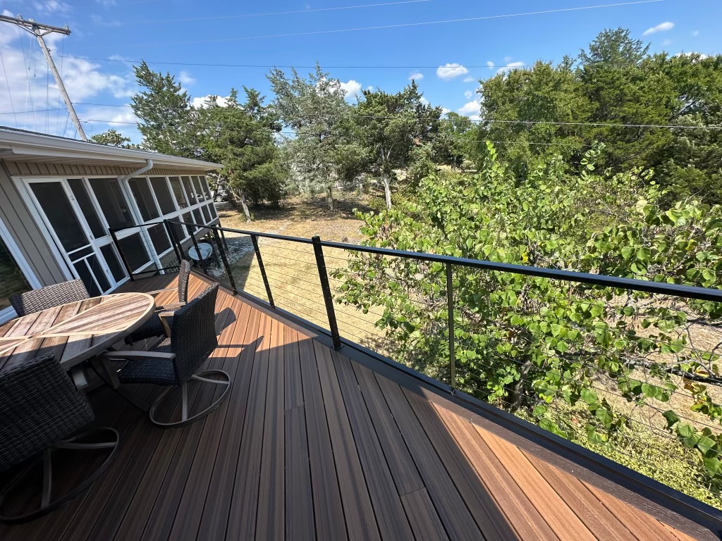 Finished composite deck overlooking the lake